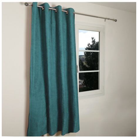 OTTAWA - Rideau thermique occultant jacquard 140x180 cm Coloris - Bleu canard