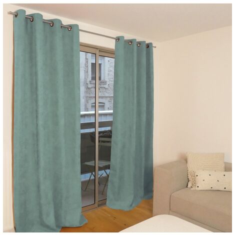 OTTAWA - Rideau thermique occultant jacquard 140x260 cm Coloris - Vert d'eau