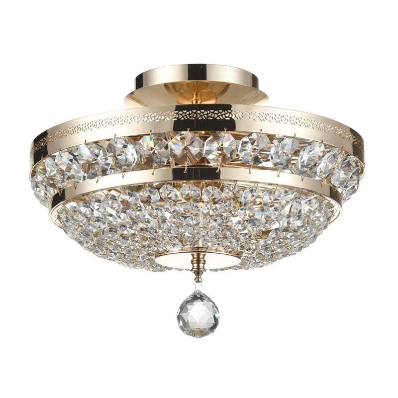 Plafoniera Contemporanea Ottilia Metallo Oro 3 Luci Diffusori Metallo
