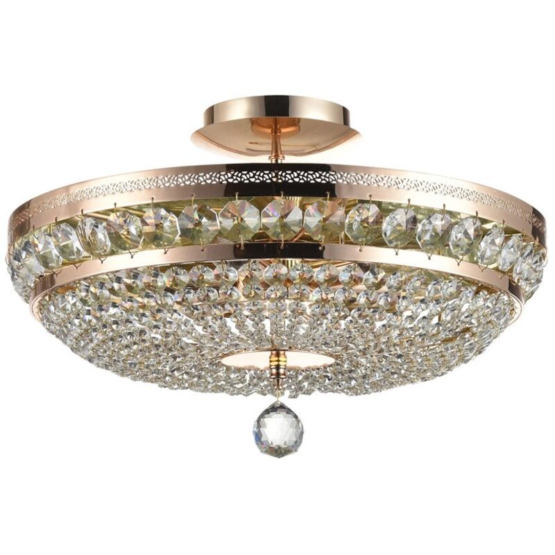 Plafoniera Contemporanea Ottilia Metallo Oro 6 Luci Diffusori Metallo
