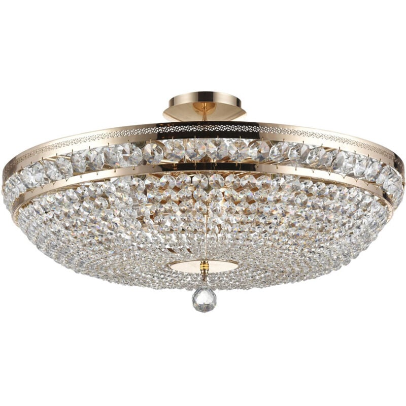 Plafoniera Contemporanea Ottilia Metallo Oro 12 Luci Diffusori Metallo