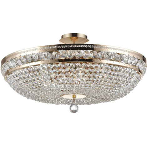 Ottilia Lampada da soffitto semi-incasso oro e cristallo, 12 luci, E14
