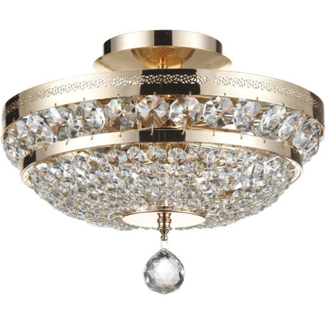 Ottilia Lampada da soffitto semi-incasso oro e cristallo, 3 luci, E14