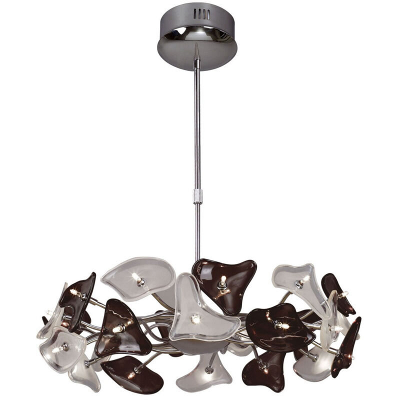 Inspired Mantra Otto Anillo colgante de 24 luces G4, cromo pulido/vidrio esmerilado/vidrio negro, NO compatible con LED/CFL