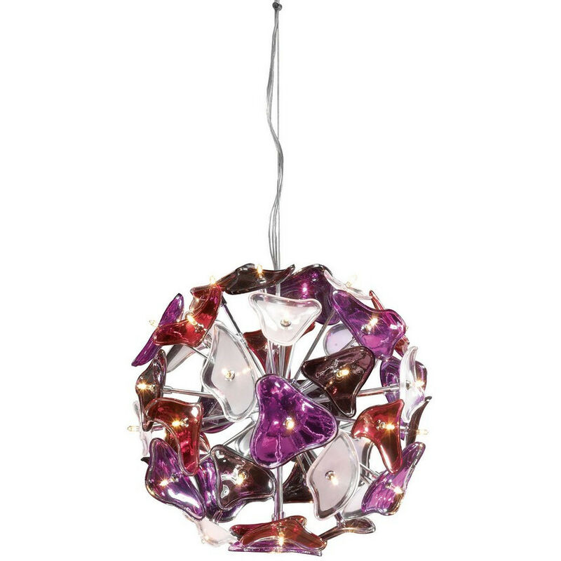 Inspired Clearance - Otto Pendant 41 Light G4 Sphere, Polished Chrome/Multi-Colour Glass, not led/cfl Compatible