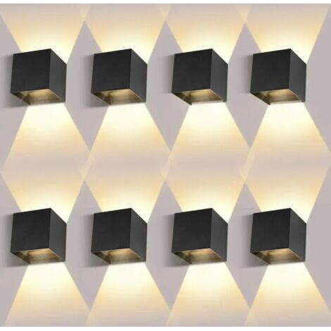 Otto applique a LED da 12W, adatte per uso interno ed esterno, con altezza del fascio luminoso regolabile, luce bianca calda e grado di protezione IP65 contro l'acqua.