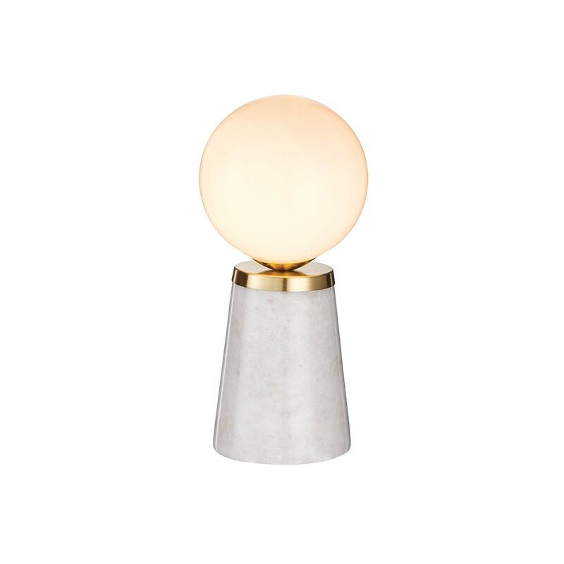Endon Lighting - Otto - Table Lamp White & Grey Marble With Satin Brushed Gold Effect Plate 1 Light IP20 - G9