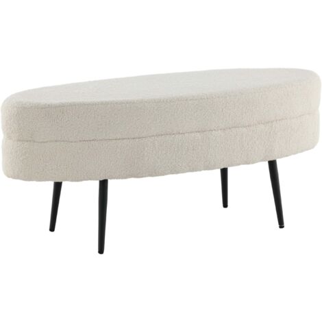 Otto Pouf, Hocker Teddystoff schwarz, weiß.
