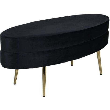 Otto Pouf, Hocker Velour schwarz, Messing.