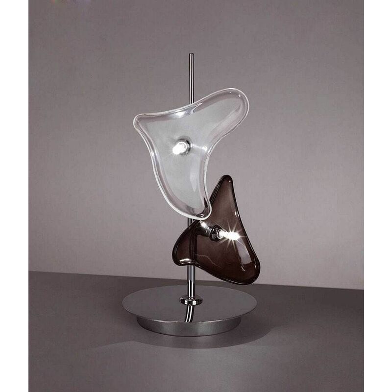 Otto Table Lamp 2 Bulbs G4, polished chrome / frosted glass / black glass