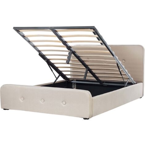 Ottoman Bed Bed Fabric RENNES 160 x 200 cm (EU King Size) Beige