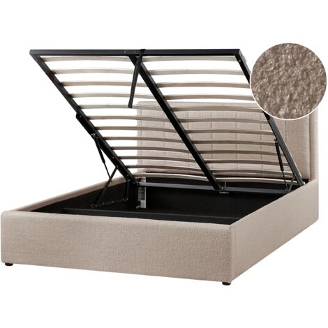Ottoman Bed Boucle MONTLAUR 140 x 200 cm (EU Double) Taupe