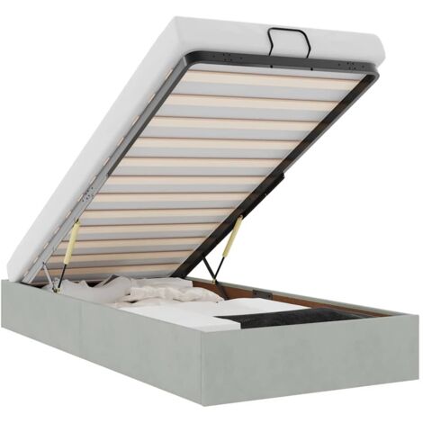 Ottoman Bed Frame No Mattress Light Grey Single Velvet vidaXL