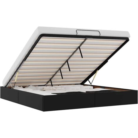 Ottoman Bed Frame without Mattress Black Super King Faux Leather vidaXL
