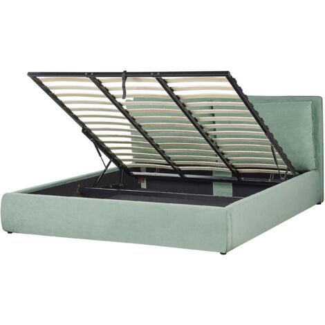 Ottoman Bed Velvet BAJONNA 180 x 200 cm (EU Super King) Mint Green