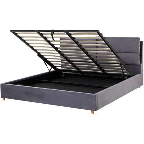 Ottoman Bed Velvet BATILLY 180 x 200 cm (EU Super King) Grey