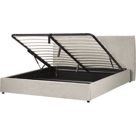 Ottoman Bed Velvet LAVAUR 180 x 200 cm (EU Super King) Taupe