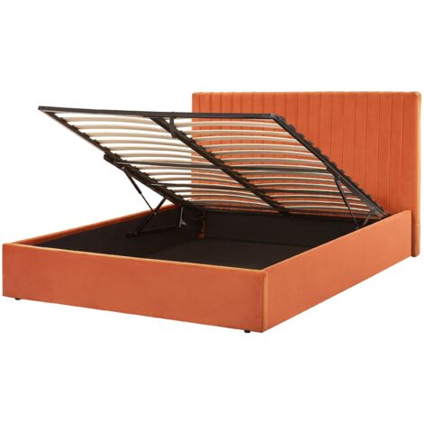 Ottoman Bed Velvet VION 160 x 200 cm (EU King Size) Orange