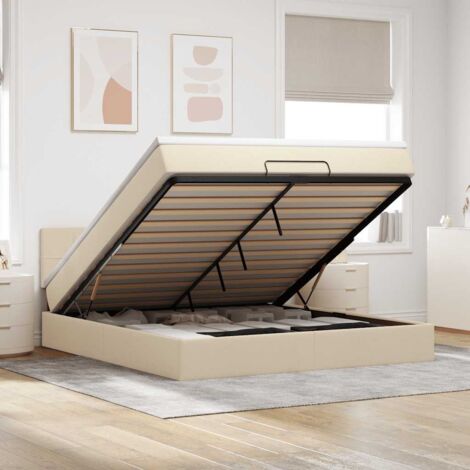 Ottoman-Bett mit Matratze Creme 180x200 cm Stoff vidaXL