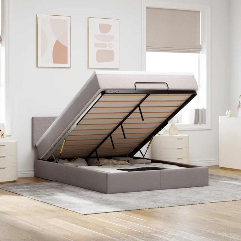 Ottoman-bett Mit Matratze Taupe 140x190 Cm Stoff Vidaxl