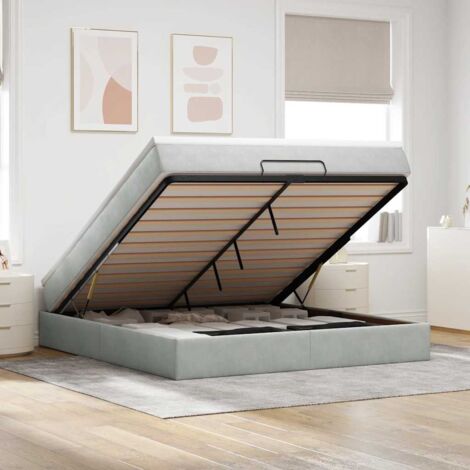 Ottoman-Bett mit Matratze Hellgrau 180x200 cm Samt vidaXL