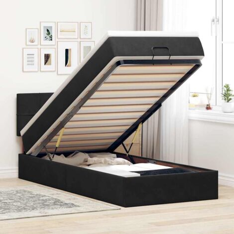 Ottoman-Bett mit Matratze & LEDs Schwarz 100x200 cm Samt vidaXL