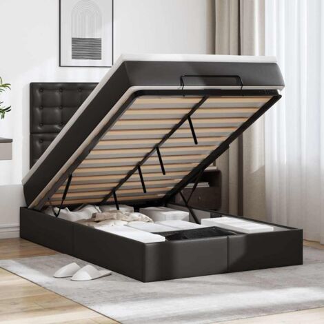 Ottoman-Bett mit Matratze & LEDs Schwarz 120x200 cm Kunstleder vidaXL
