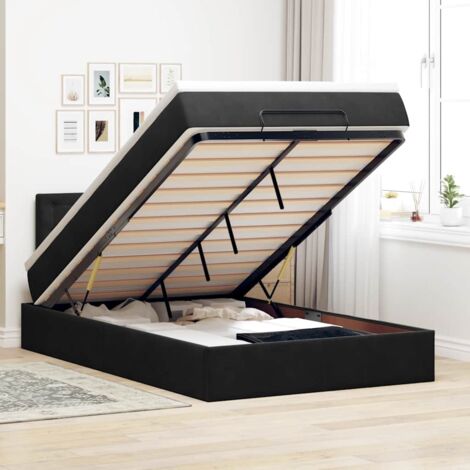 Ottoman-Bett mit Matratze Schwarz 120x190 cm Samt vidaXL