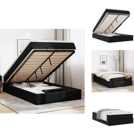 Ottoman-Bett mit Matratze Schwarz 120x200 cm Kunstleder - Ottoman-Bett - Ottoman-Betten - Bettrahmen - Bettgestell