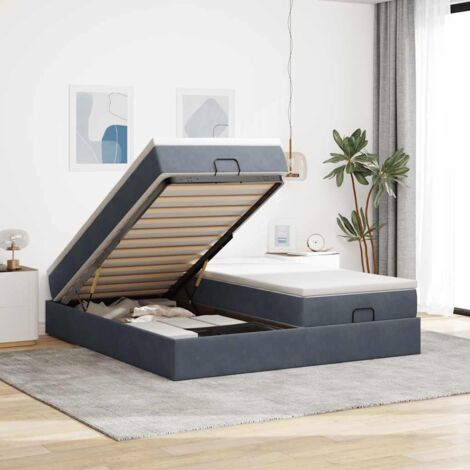 Ottoman-Bett mit Matratzen Dunkelgrau 180x200 cm Samt vidaXL