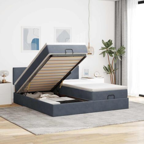 Ottoman-Bett mit Matratzen Dunkelgrau 200x200 cm Samt vidaXL