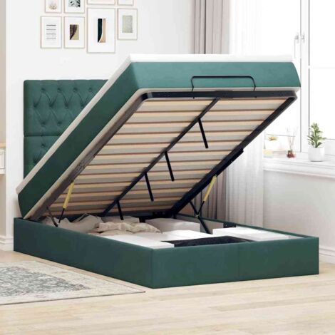 Ottoman-Bett mit Matratzen & LEDs Dunkelgrün 120x190 cm Samt vidaXL