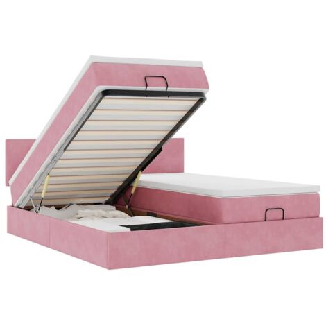 Ottoman-Bett mit Matratzen & LEDs Rosa 180x200 cm Samt vidaXL