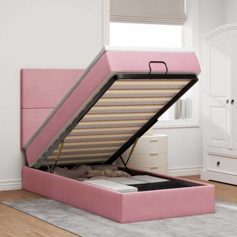 Ottoman-Bett mit Matratzen & LEDs Rosa 90x200 cm Samt vidaXL