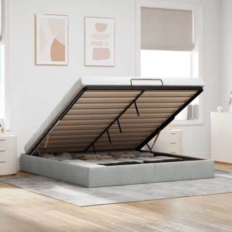 Ottoman-Bett ohne Matratze Hellgrau 160x200 cm Samt vidaXL