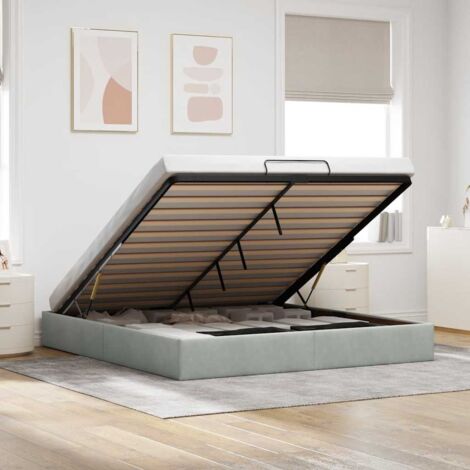Ottoman-Bett ohne Matratze Hellgrau 200x200 cm Samt vidaXL