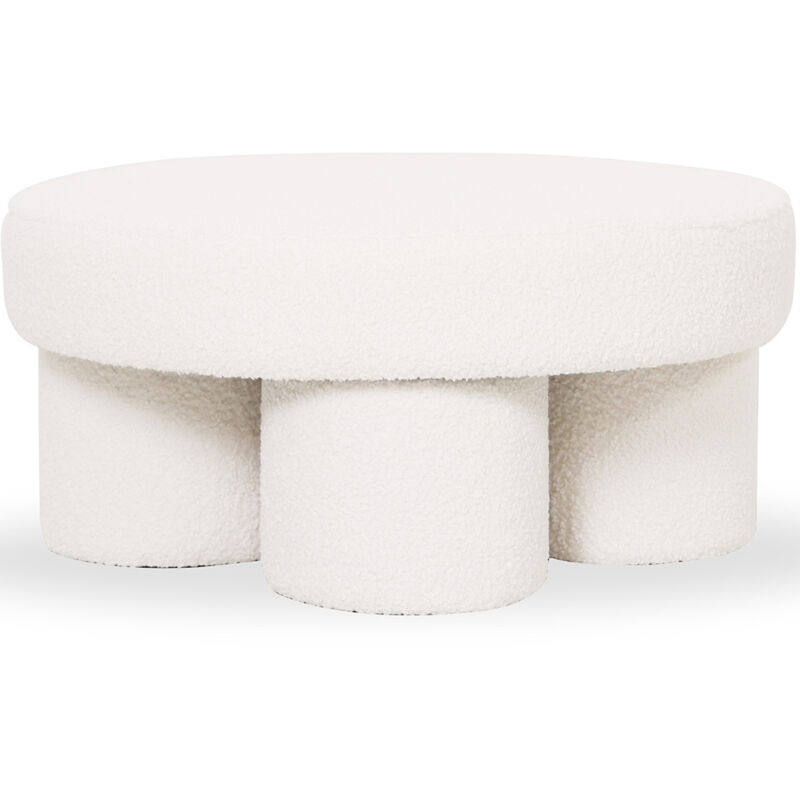 Ottoman Design En Bouclé Blanc – Table Basse Moderne - Sera Blanc Ottoman Design En Bouclé Blanc – Table Basse Moderne - Sera Blanc