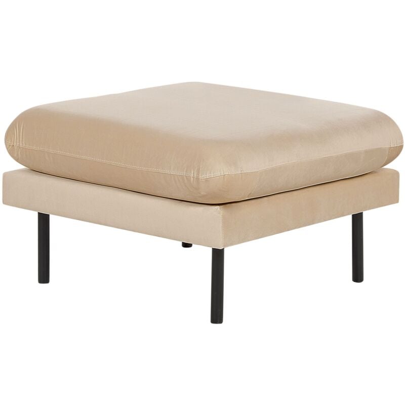 Ottoman en Velours Beige Contreplaqué Bois de Pin et Aluminium à Pieds Droits Vinterbro