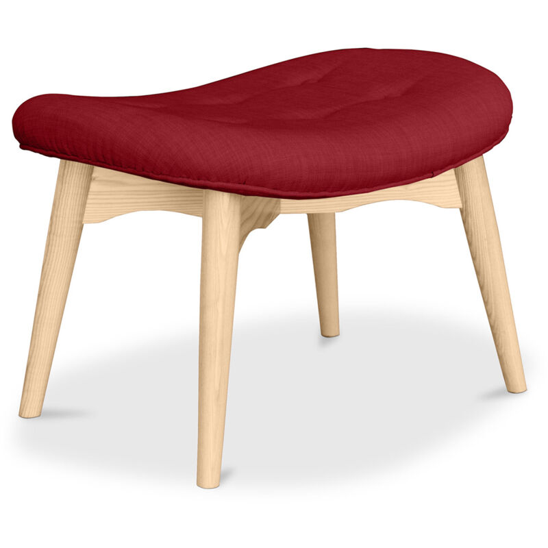 Privatefloor - Repose-pieds tapissé en lin - Design scandinave - Bois - Kontor Rouge