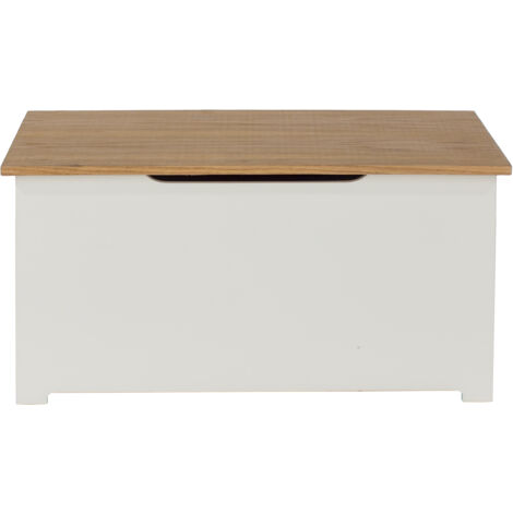 Ottoman - MDF/MDP - 80 x 38 x 41 cm - Soft White/Oak