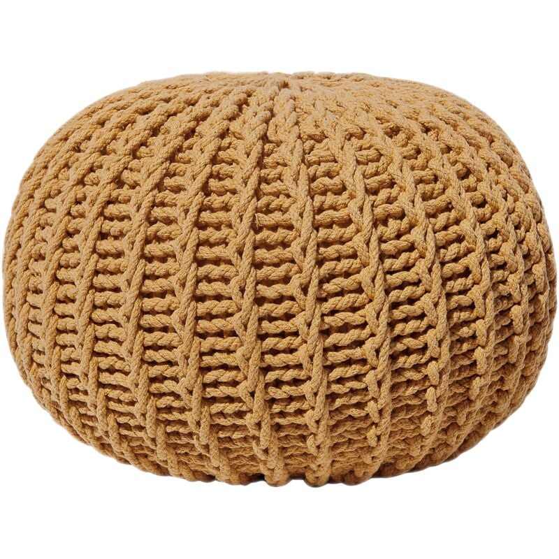 Pouf Rond en Coton Jaune à Billes de Polystyrène Accessoire d'Intérieur Conrad