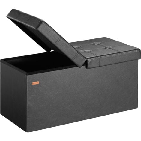 Ottoman Storage Bench Foldable Faux Leather Chest Toy Shoe Box Hallway Bedroom