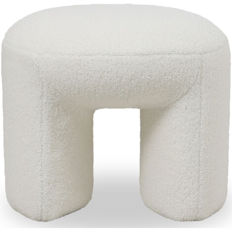 Ottoman Upholstered in Bouclé Fabric - Vieire White