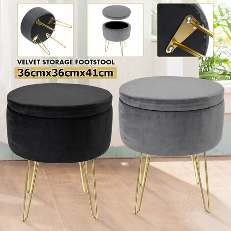 Ottoman Velvet Storage Footstool Footstool Makeup Dressing Table Stool 36x36x41cm (gray)