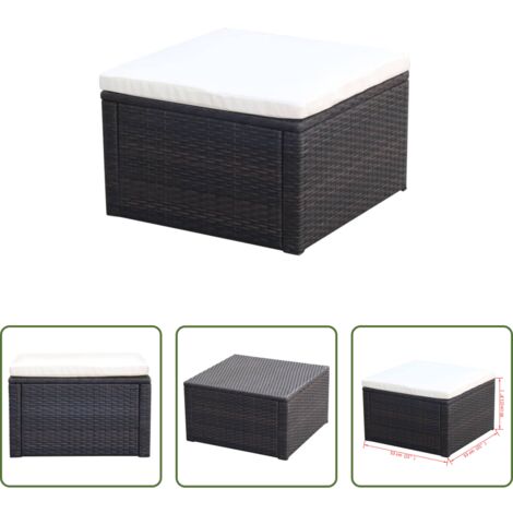 Ottomana -  Poggiapiedi Ottomana in Polyrattan 53x53x30 cm Marrone