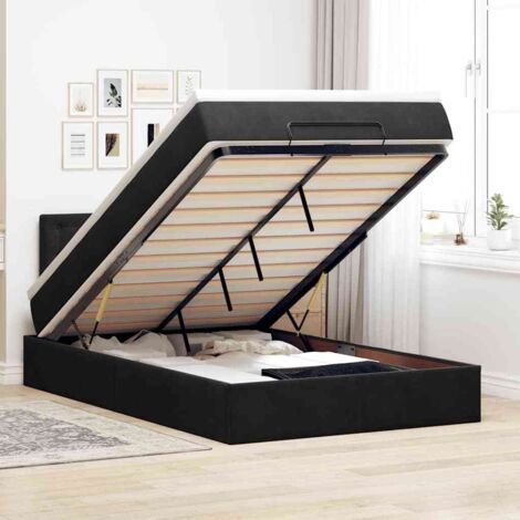 Ottomane Bett mit Matratze & LEDs Schwarz 120x190 cm Samt vidaXL