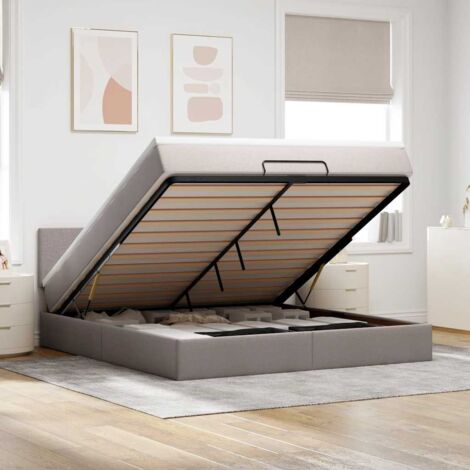 Ottomane Bett mit Matratze & LEDs Taupe 180x200 cm Stoff vidaXL