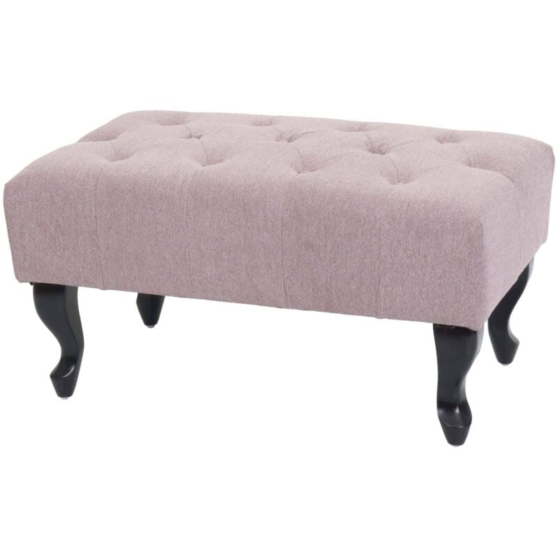 Ottomane Chesterfield, pouf repose-pieds tabouret, imperméable tissu/textile 39x77x47cm, rose clair
