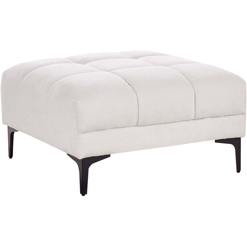 Beliani - Ottomane Cremeweiß Stoff Rechteckig 88 X 80 Cm Gesteppt Steppstoff Fußablage Fußhocker Für Sofa Wohnzimmer