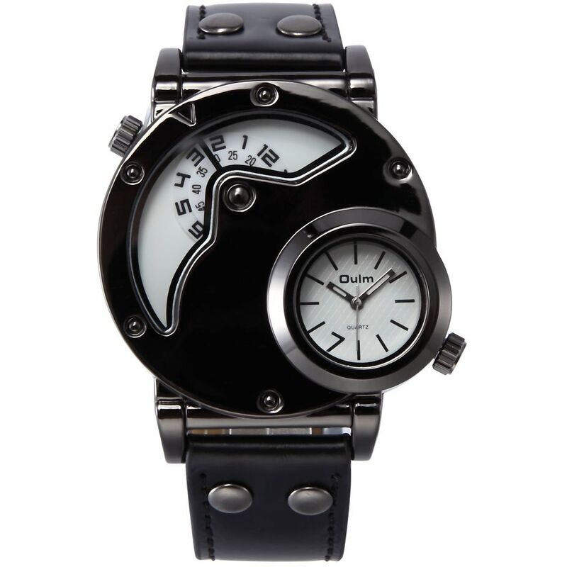 

Watch Two Time Zone Hombre Relojes de cuarzo Marca de lujo Correa de cuero Reloj de pulsera deportivo con dos movimientos Reloj masculino Relogio